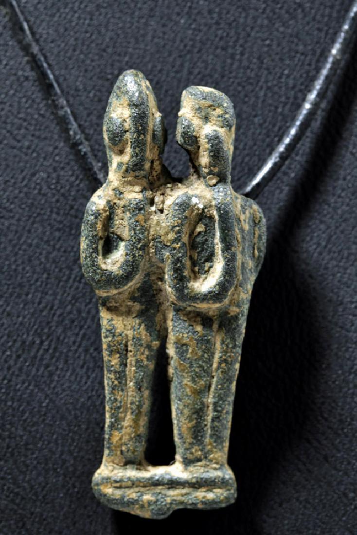 Rare Phoenician Bronze Amulet - Twin Figures, ex-Museum (1 of 3)