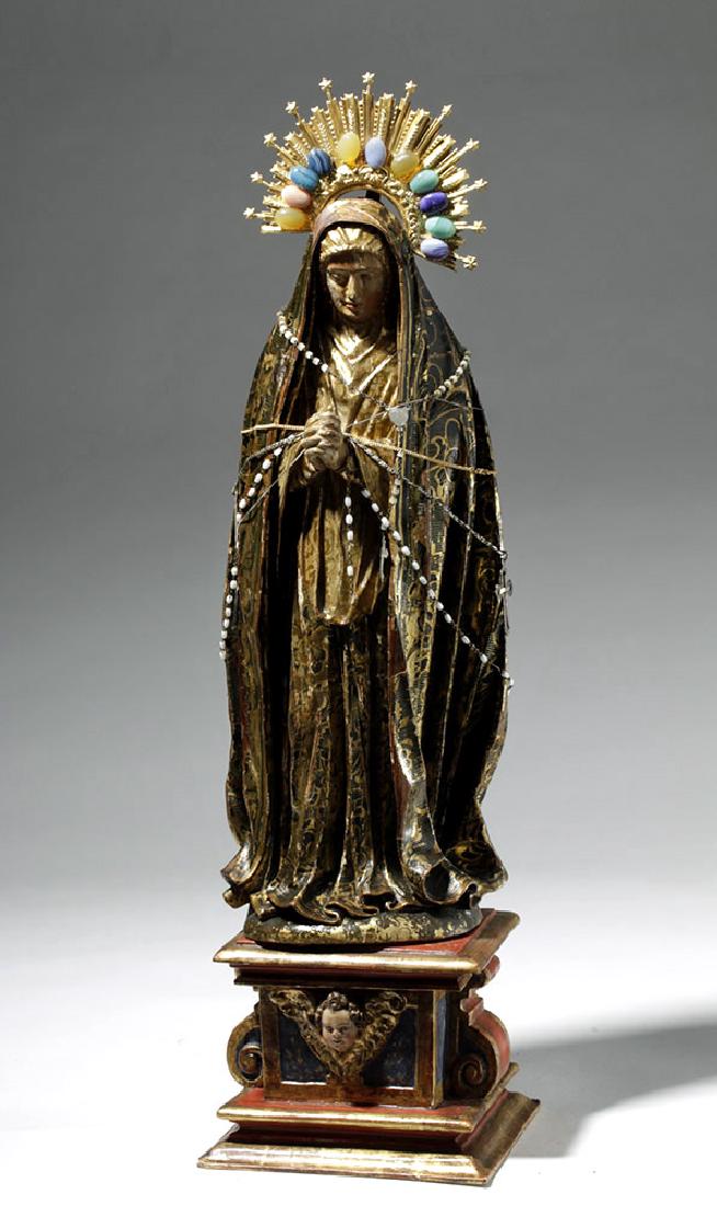 19th C. Mexican Wood Santo, Gold-Robed Virgin Mary (1 of 7)