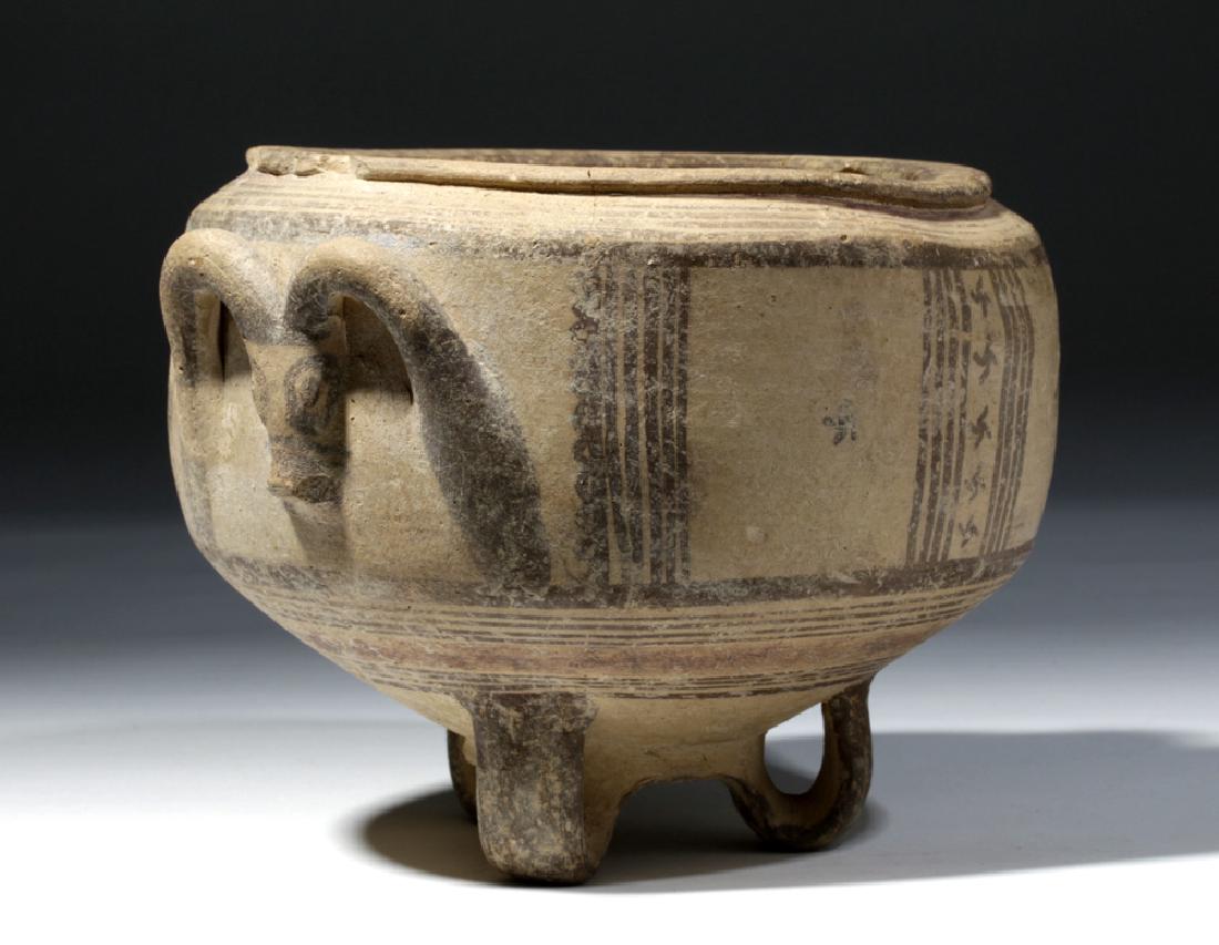 Rare Cypriot Tripod Pottery Bowl w/ Ram's Head (1 of 7)