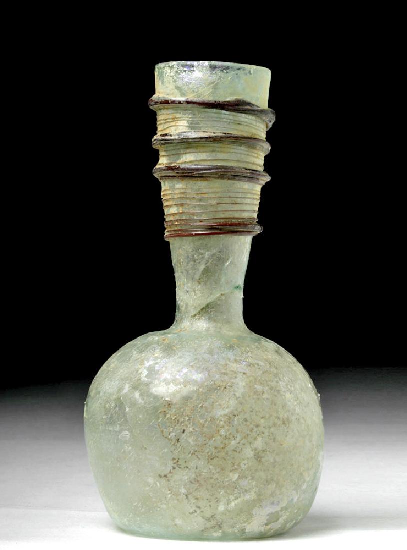 Roman Green Glass Bottle w/ Red Rigaree (1 of 6)