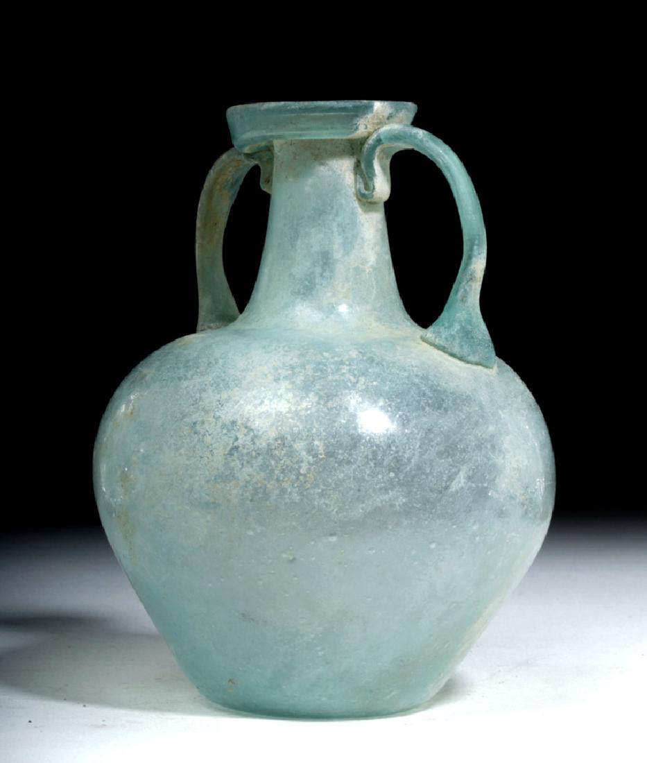 Roman Blue-Green Glass Aryballoid Twin-Handled Jar (1 of 6)