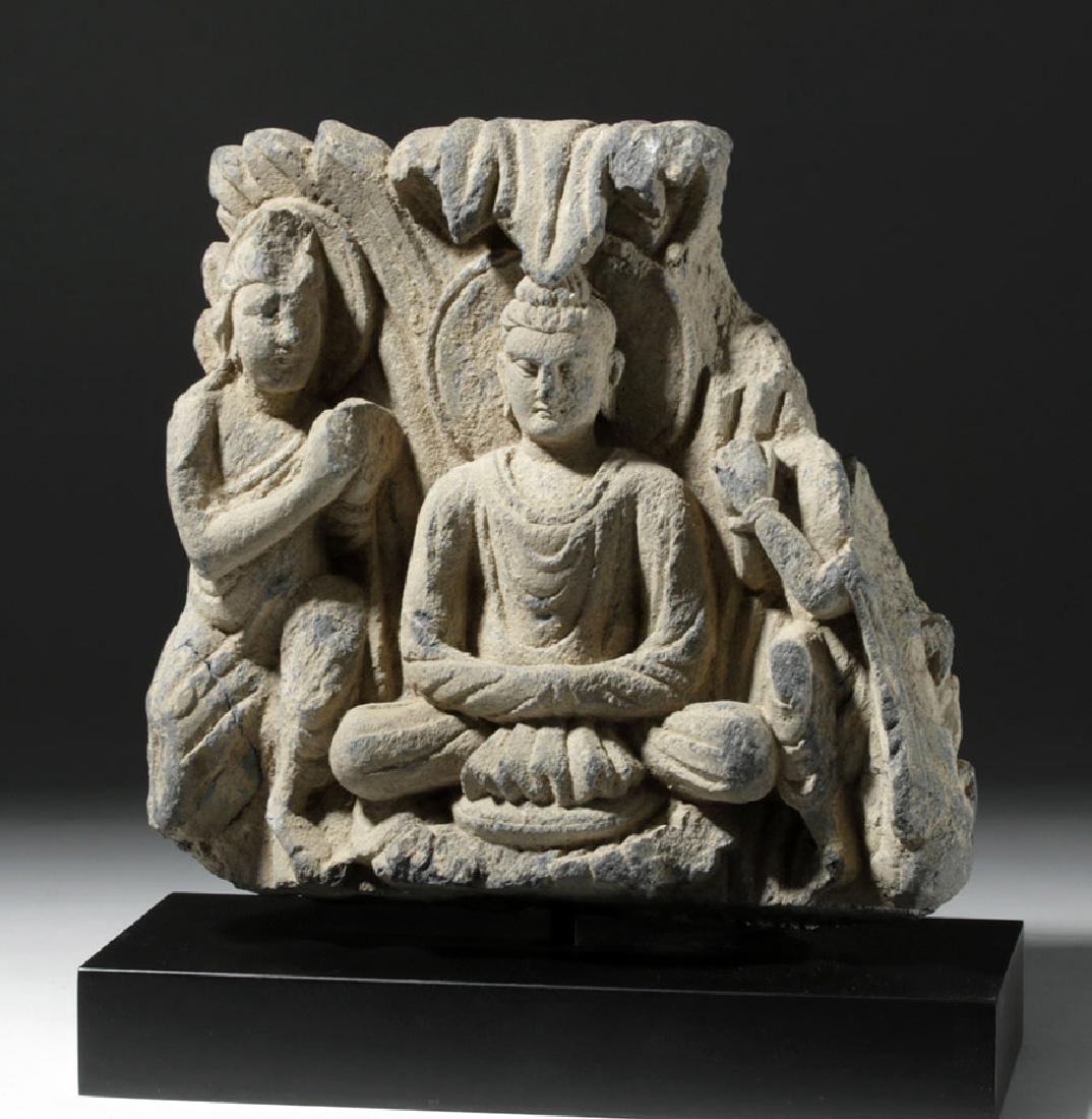 Gandharan Schist Carving of Buddha and Attendants (1 of 8)