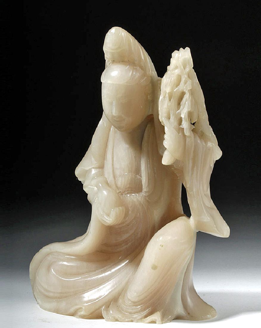 Chinese Qing Dynasty Carved Stone Kuan Yin (1 of 8)
