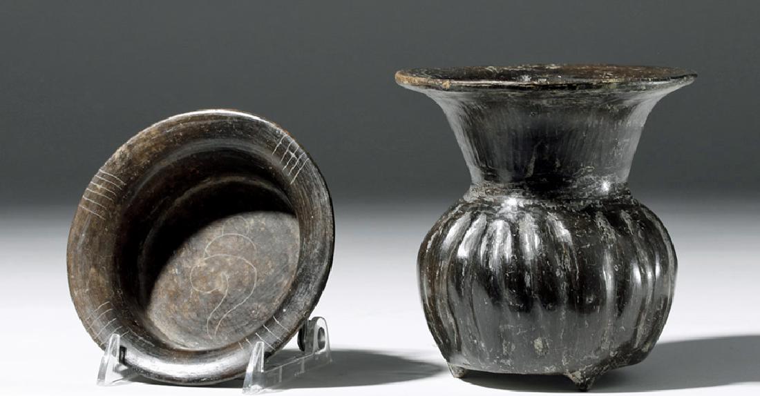 Pair of Fine Teotihuacan Pottery Blackware Vessels (1 of 6)