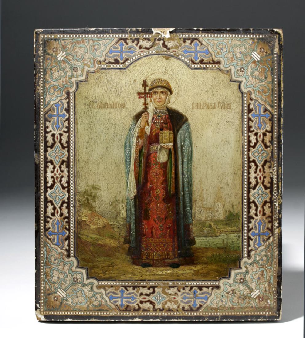 19th C. Russian Icon - Saint Olga of Kiev (1 of 6)