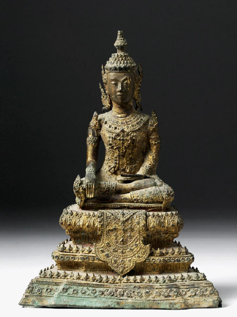 17th C. Thailand Bronze Seated Buddha Figure (1 of 7)