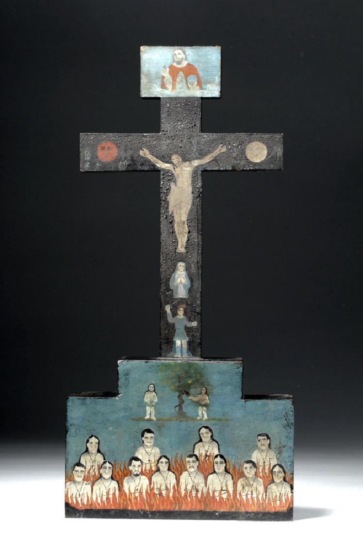 19th C. Mexican Painted Wood Cruz de las Animas (1 of 10)