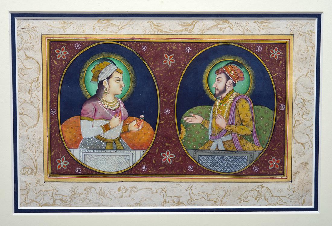 17th C. Indian Mughal Painting - Shah Jahan and Mumtaz (1 of 2)