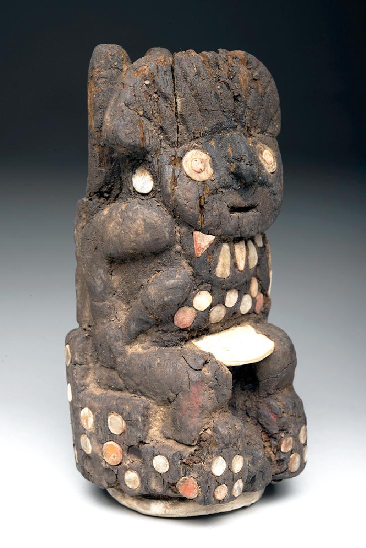 Important Moche Wood Poporo - Seated Warrior Lord (1 of 4)