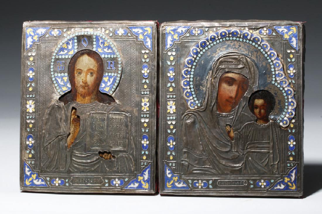 19th C. Russian Icons in Silver Oklads (matched pair) (1 of 7)