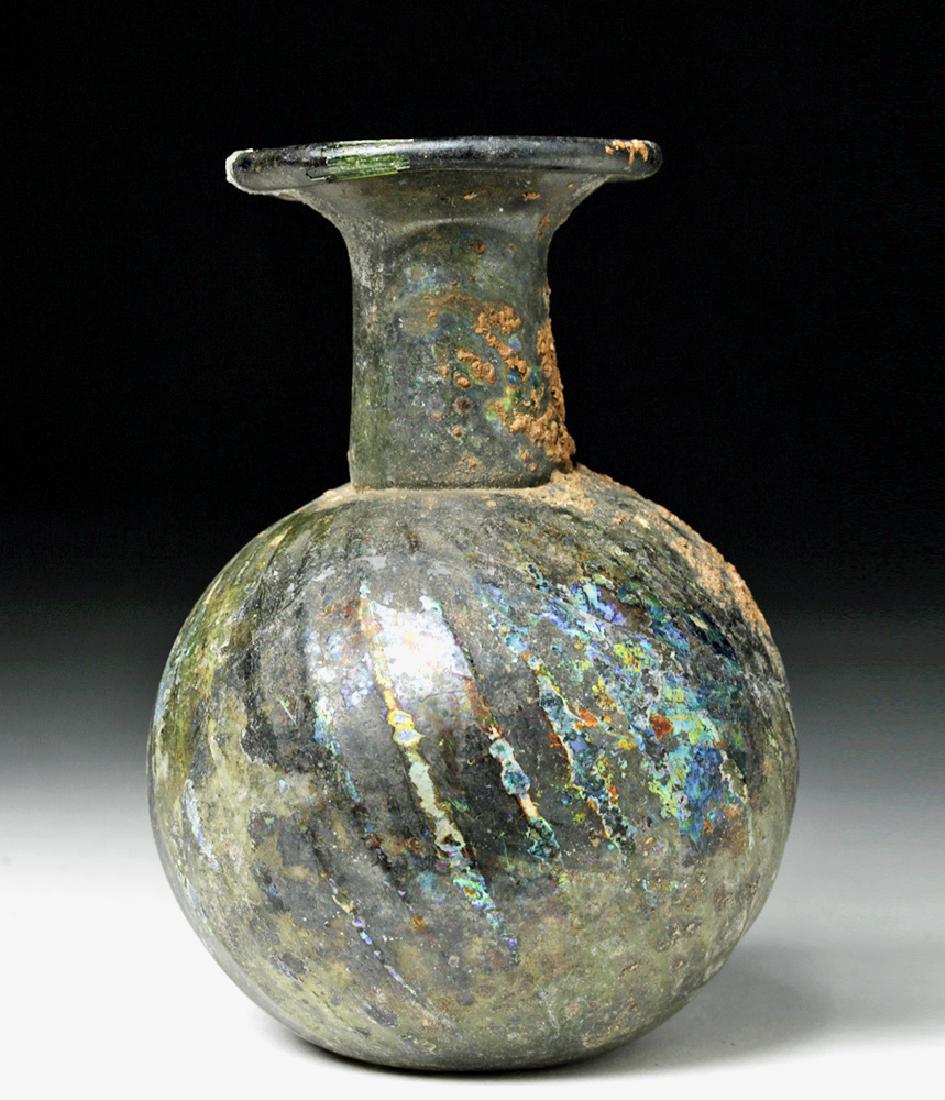 Roman Glass Sprinkler Vessel - Swirled Ribbing (1 of 6)