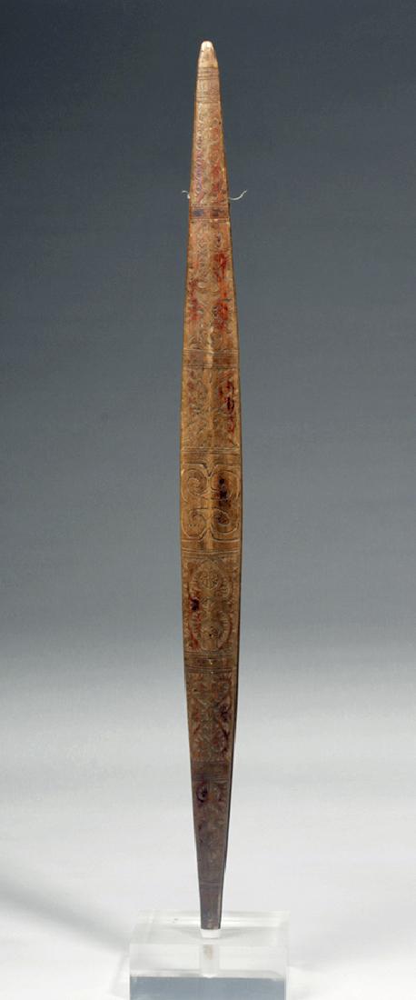 Early 20th C. Rare Dayak Incised Wooden Loom Tool (1 of 5)
