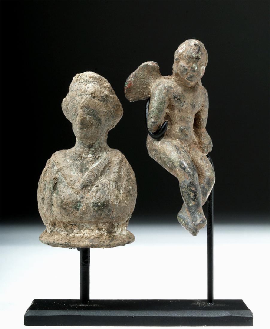 Roman Bronze Sculptural Pair - Cupid & Bust (1 of 5)