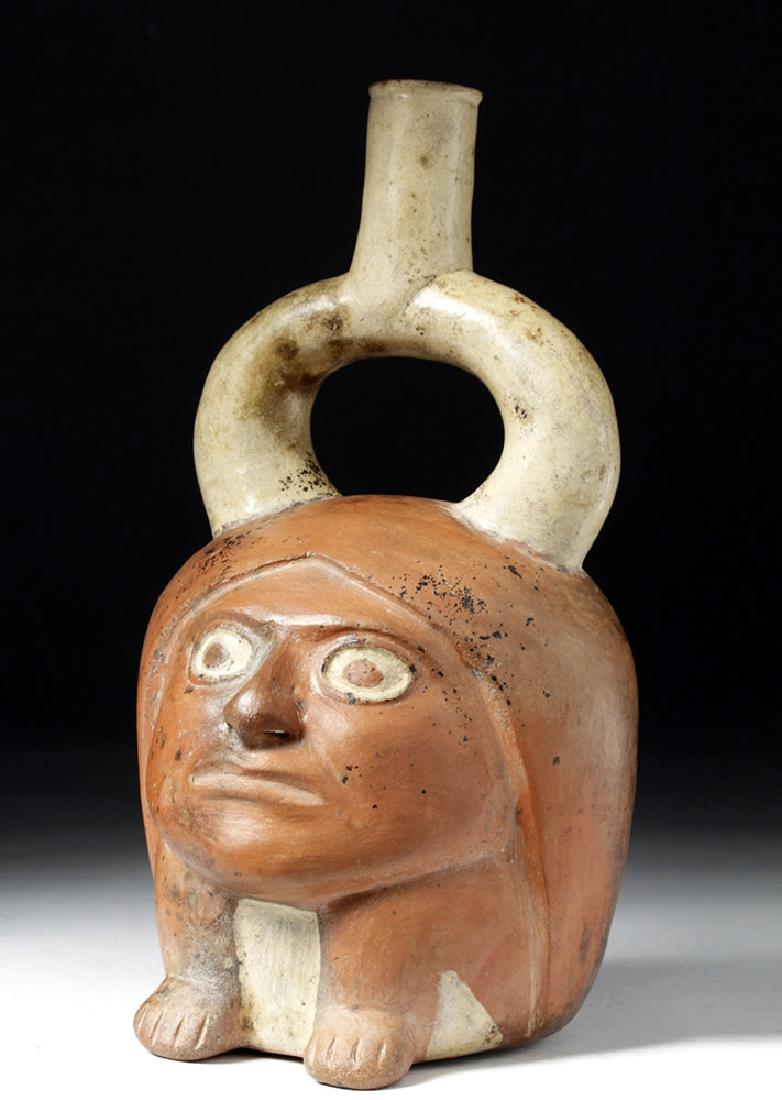 Unusual Moche Pottery Jar, Large Face, Small Body (1 of 7)