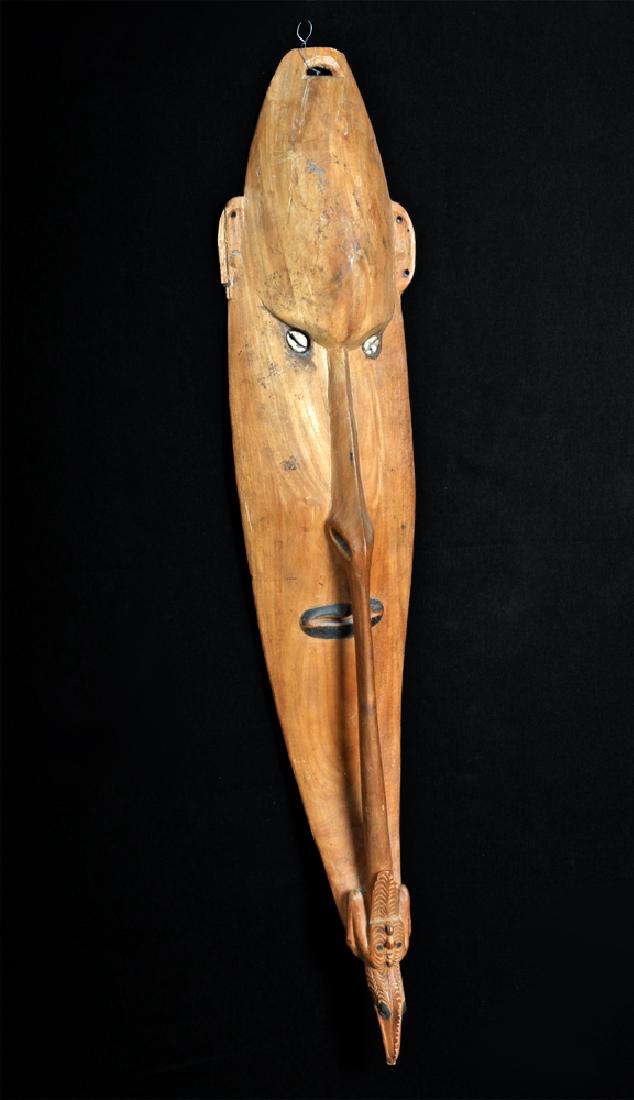 20th C. Large Papua New Guinea Carved Wood Shield- Bird (1 of 5)
