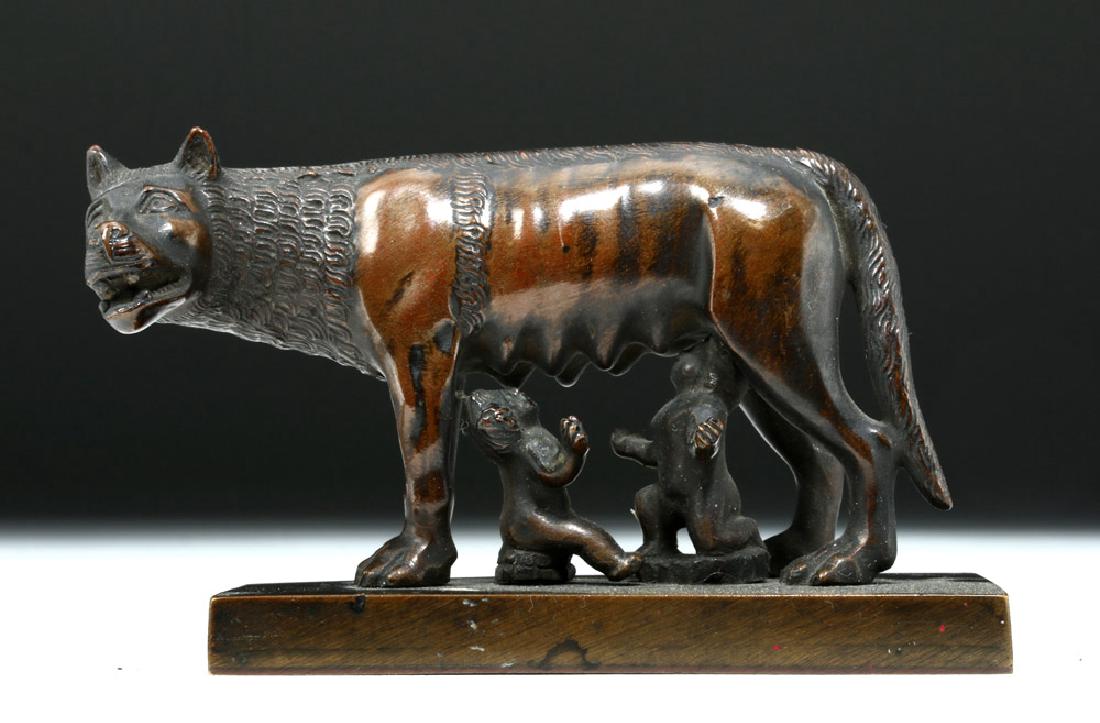 19th C. European Bronze She-Wolf Feeding Romulus, Remus (1 of 7)