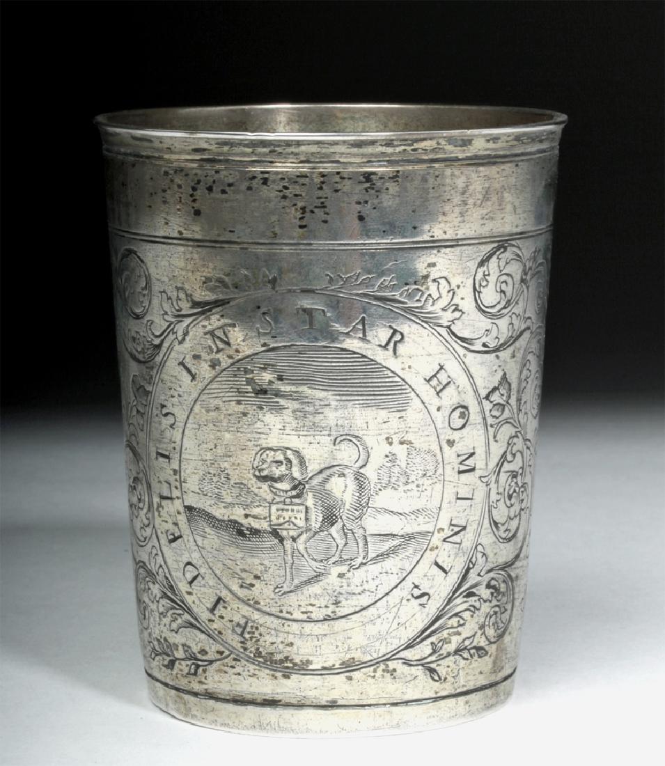 Early 20th C. English Silver Cup w/ Dog (1 of 7)