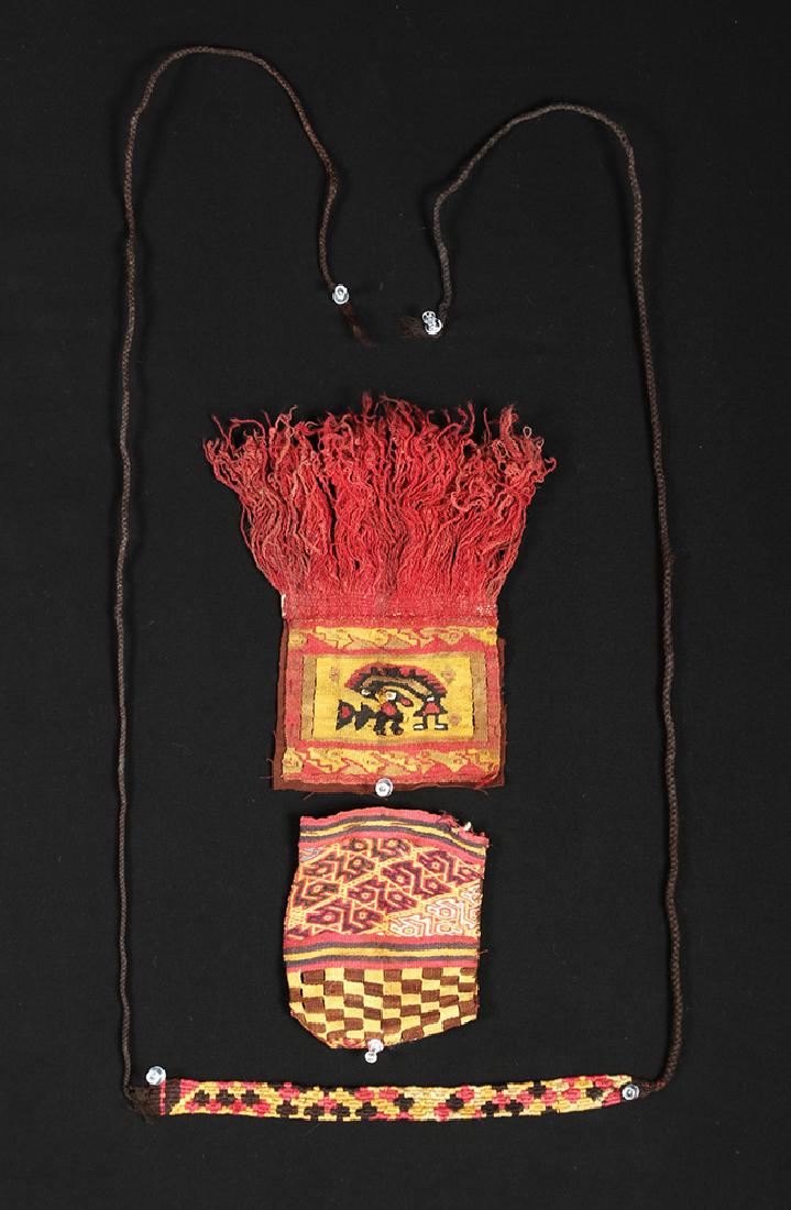 Trio of Pre-Columbian Peru Textile Fragments - Birds (1 of 4)