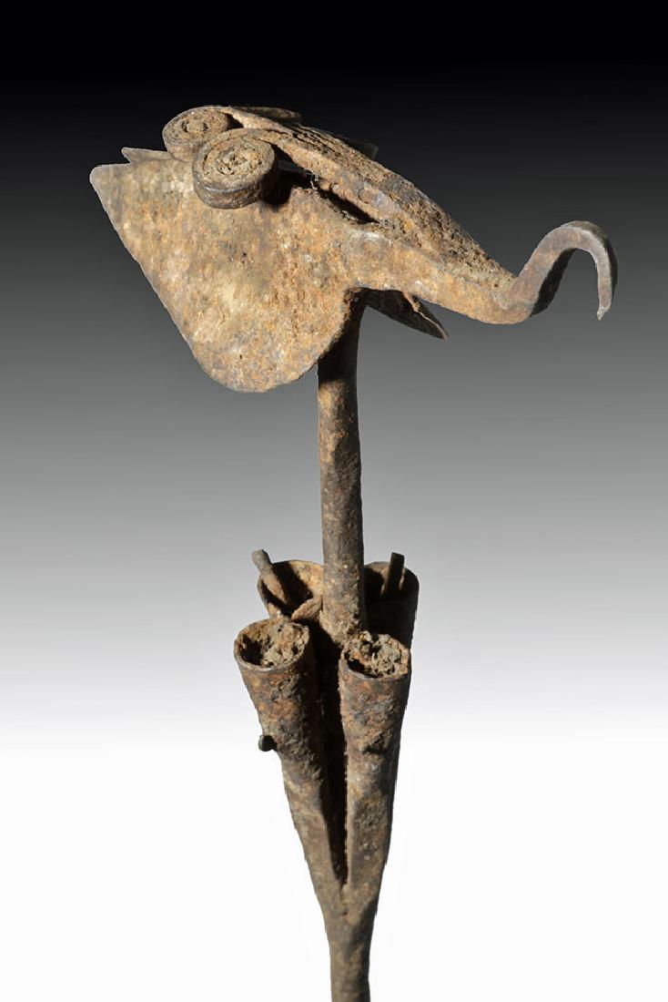 Early 20th C African Yoruba Iron Staff w/ Bird & Bells (1 of 5)