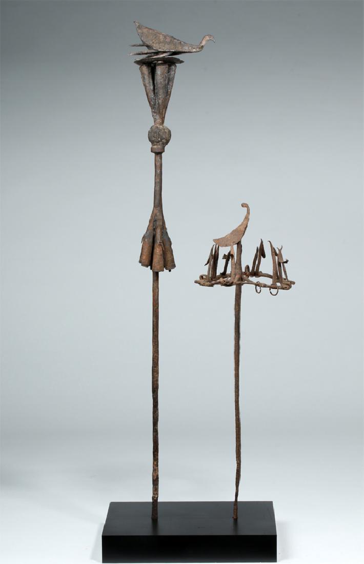 Early 20th C. Pair of Yoruba Iron Bird Staffs (1 of 5)