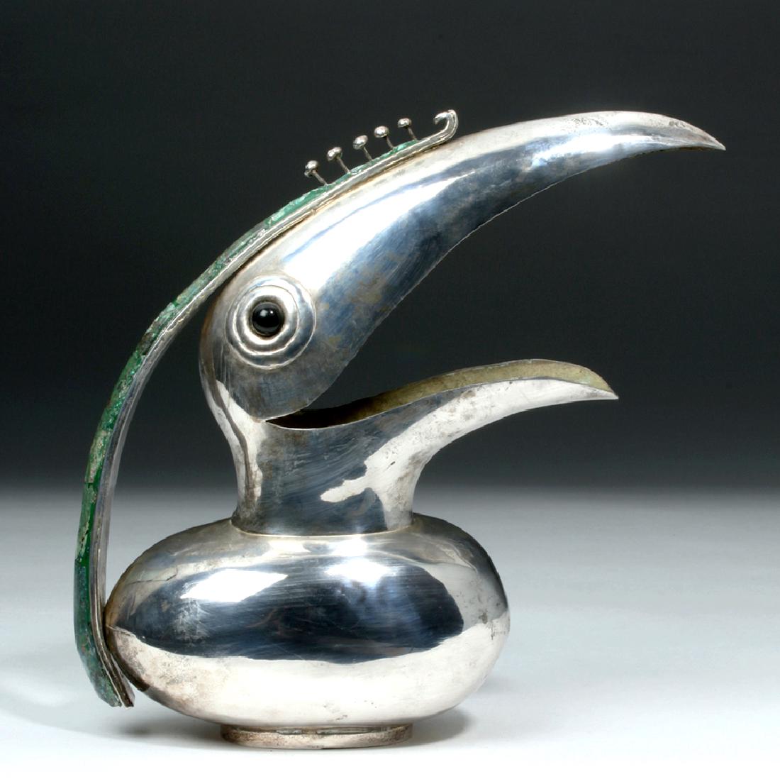 20th C. Mexican Castillo Silver Plated Pitcher - Toucan (1 of 7)