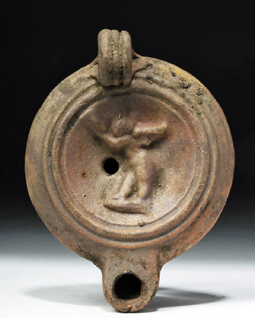 Adorable Roman Pottery Oil Lamp - Eros & Dove (1 of 7)
