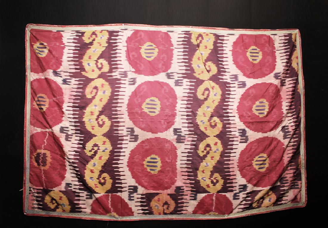 Early 20th C. Large Colorful Uzbekistan Silk Weaving (1 of 2)