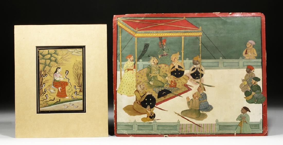 Pair of 18th C. Indian Bikaner Manuscript Pages (1 of 6)