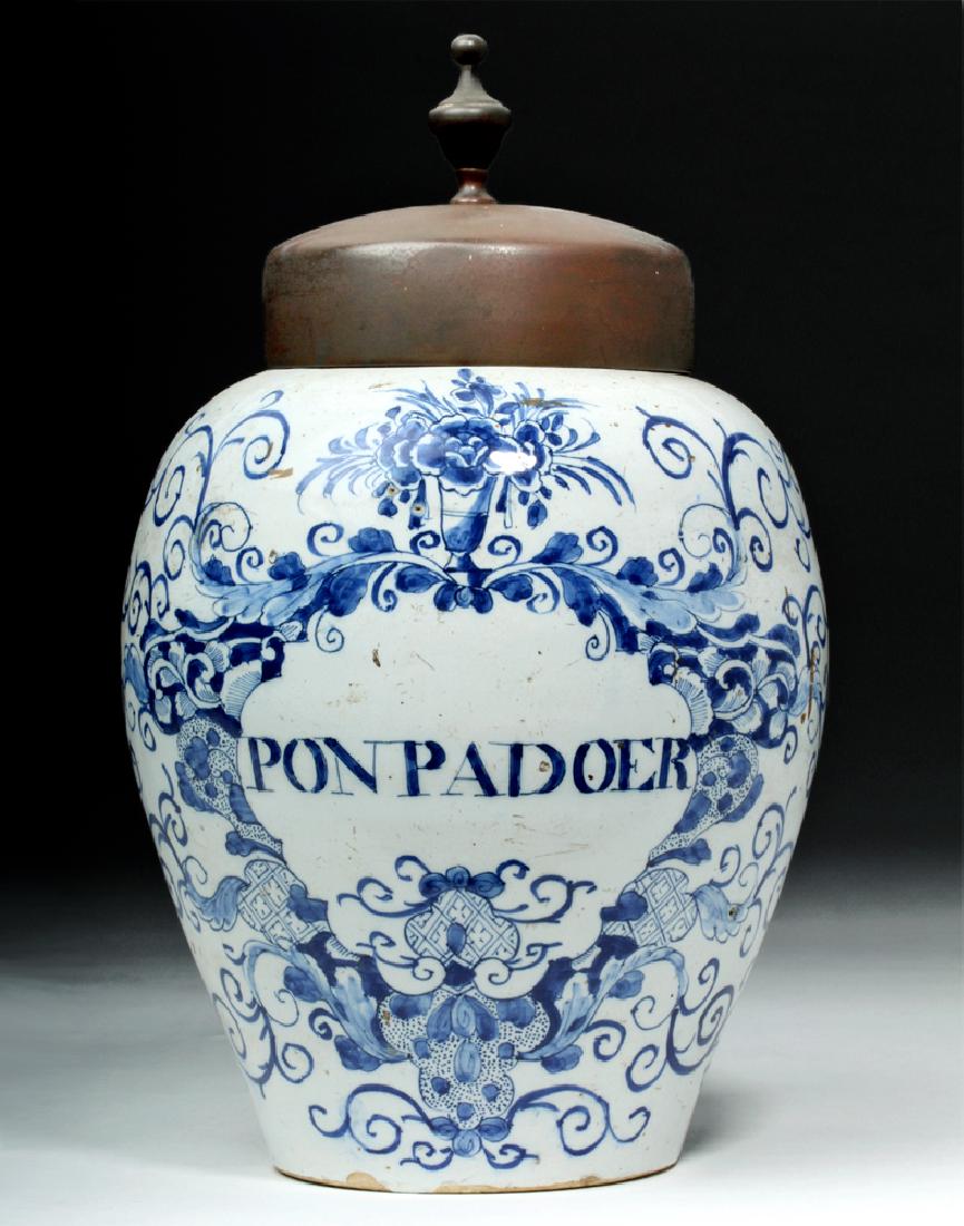 18th C. Dutch Delft Majolica Tobacco Jar (1 of 7)