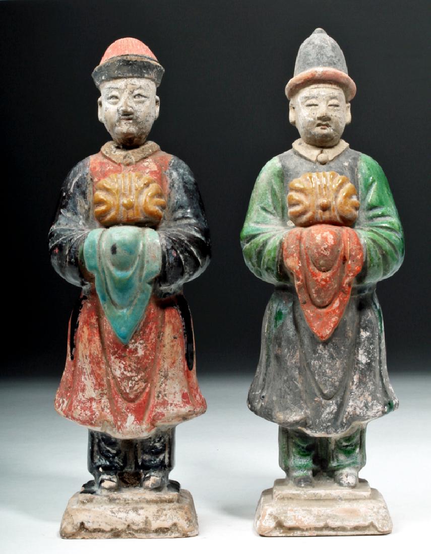 Pair of Chinese Ming Dynasty Glazed Pottery Figures (1 of 7)