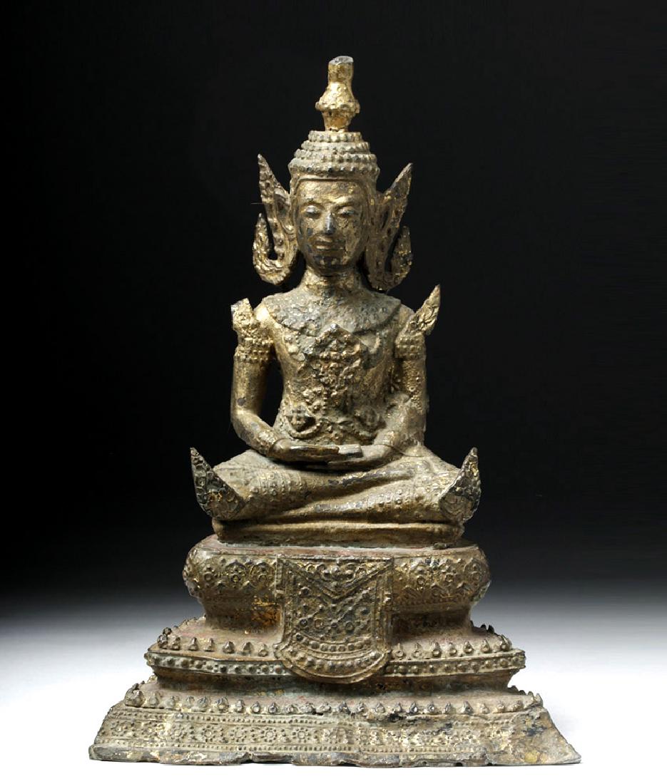18th C. Thai Rattanakosin Gilded Bronze Seated Buddha (1 of 9)