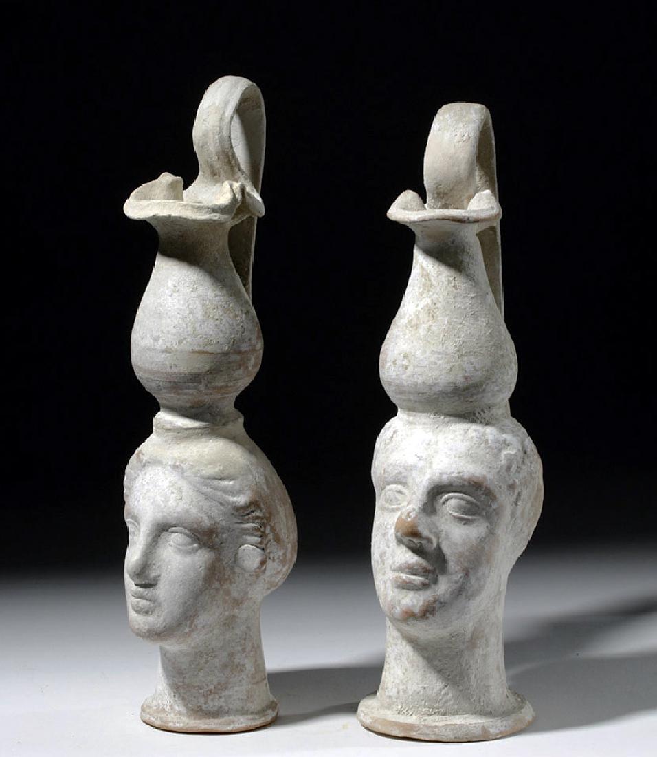 Matched Pair Greek Canosan Oinochoe, Male & Female (1 of 8)