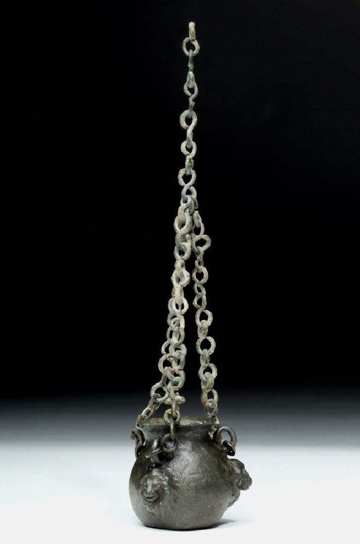 Ancient Persian Bronze Hanging Jar w/ Lion Heads (1 of 7)