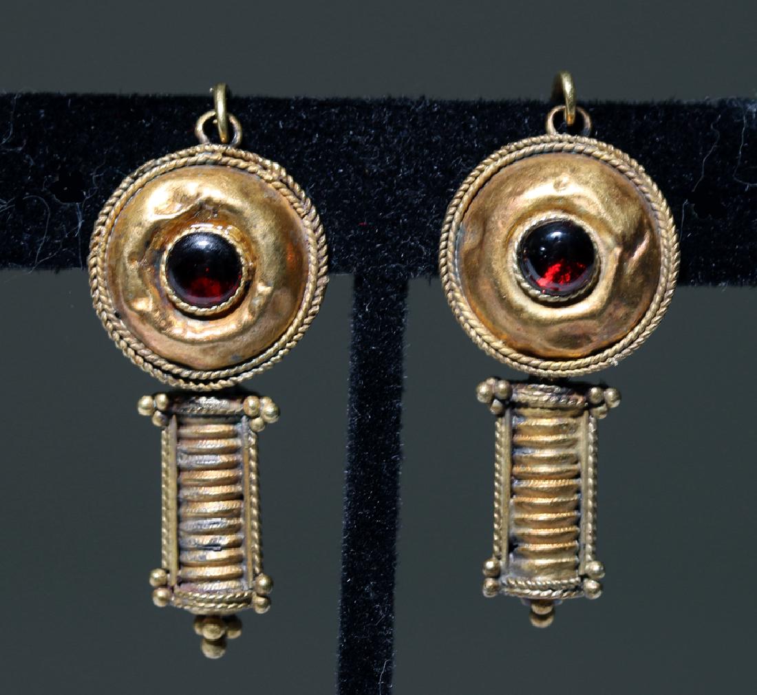 Ancient Sassanian 24K Gold and Garnet Earrings (1 of 3)