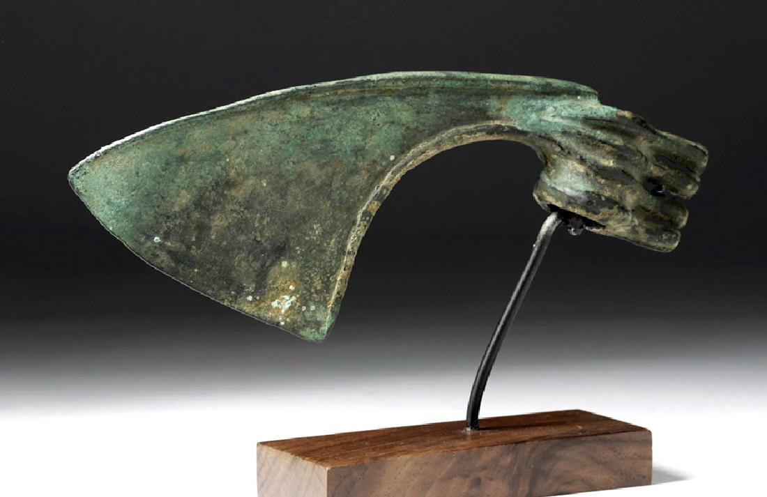 Luristan Bronze Axe Head - Curved Blade and Spiked Butt (1 of 5)