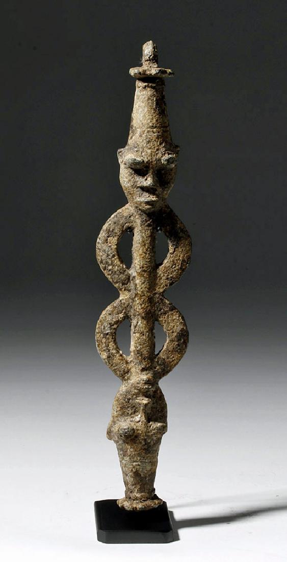 19th C. African Benin Bronze  Janus Form Staff (1 of 6)