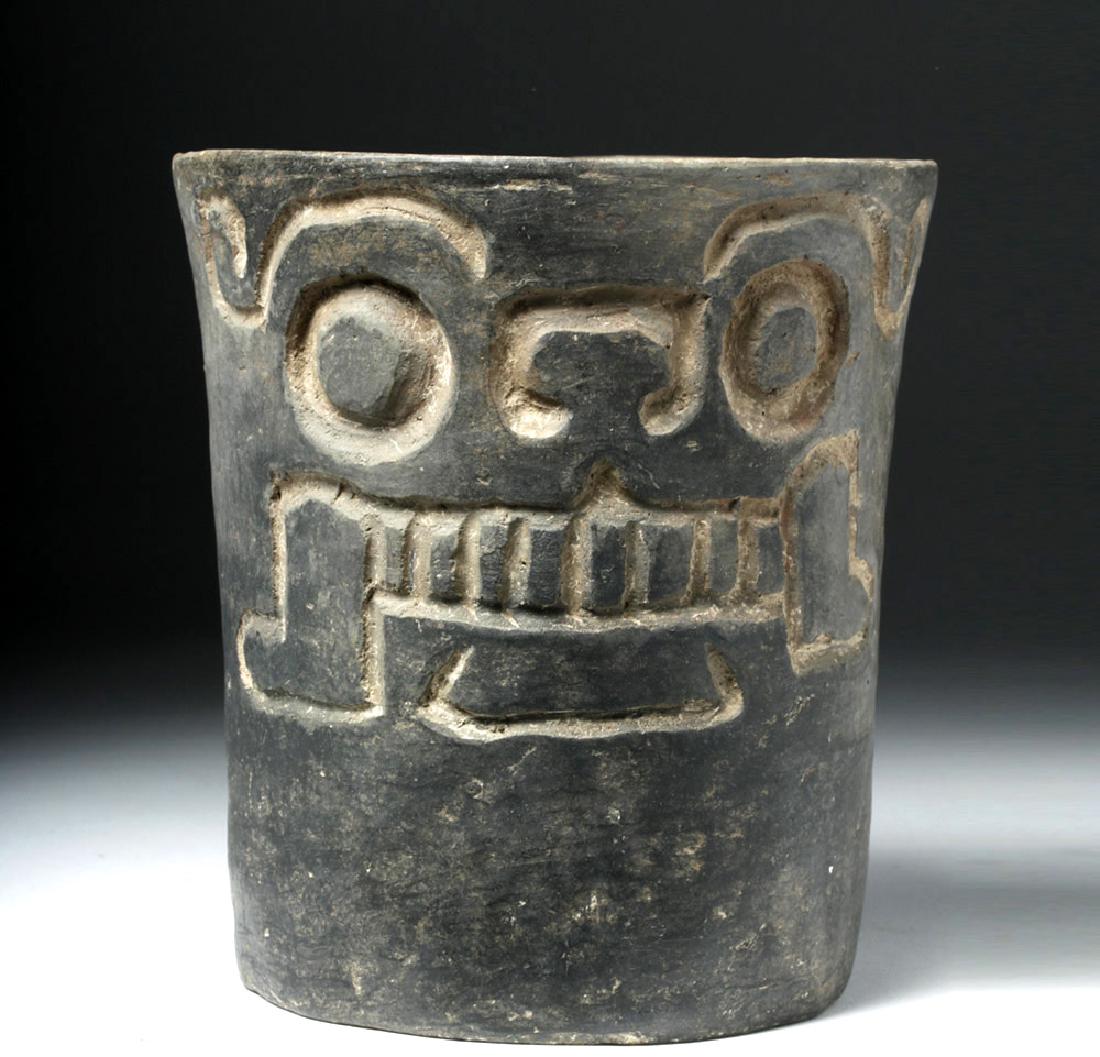 Monte Alban Skull Face Cylinder Vase (1 of 8)