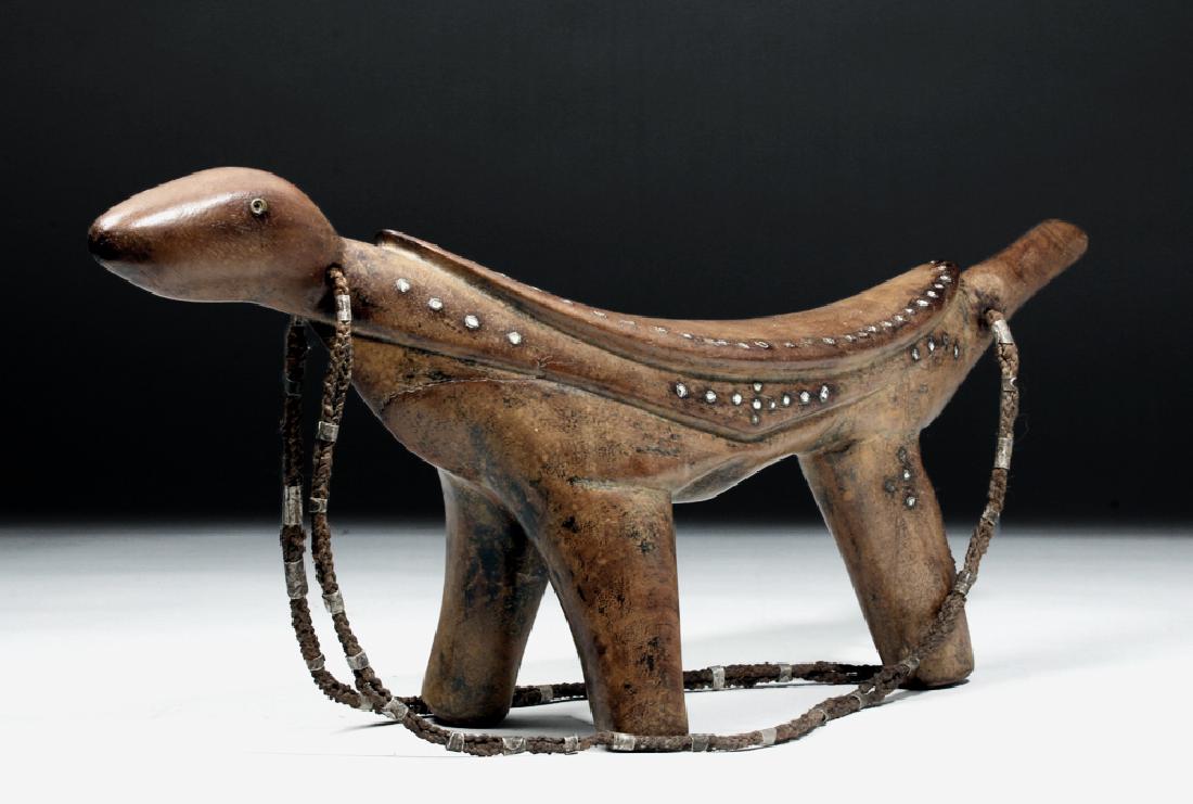 Early 20th C. Africa Dinka Wood Headrest - Reptilian (1 of 7)
