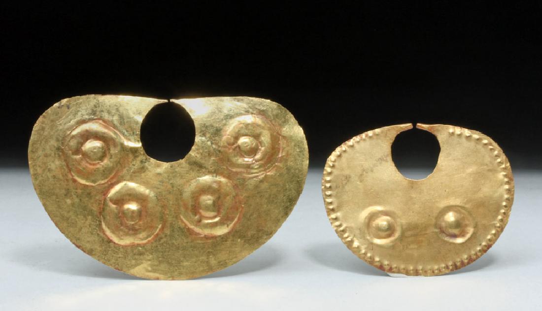 Pair Moche High Karat Gold Nose Rings - 1.5 & 1.9 g (1 of 2)