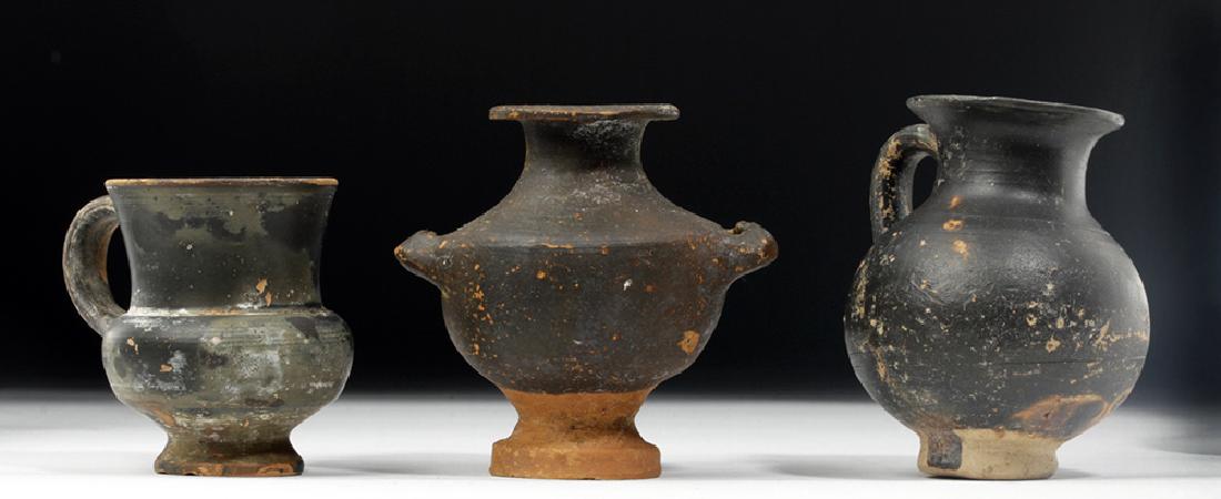 Trio of Miniature Greek Blackware Vessels (1 of 7)