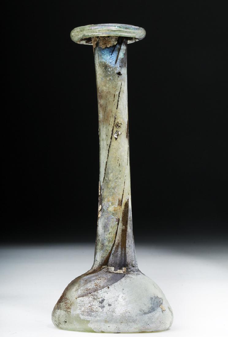 Roman Green Glass Candlestick Unguent - Spiralized Body (1 of 6)