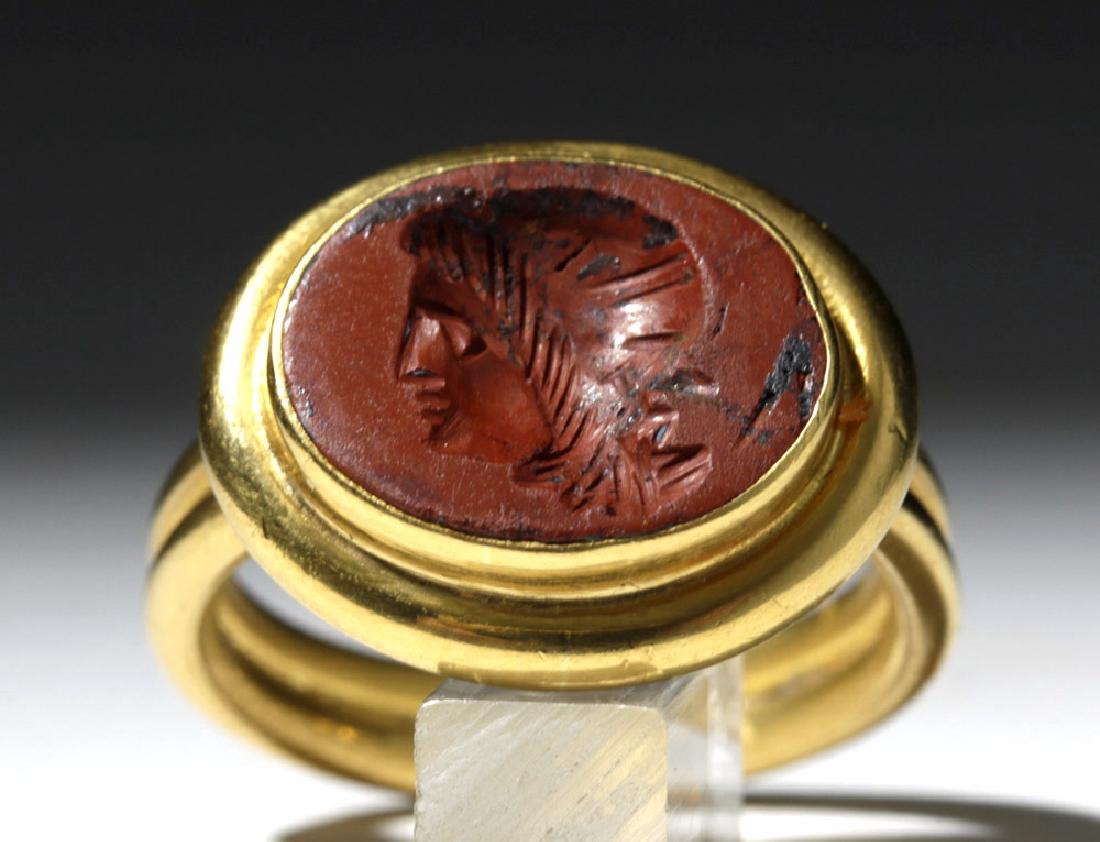 Ancient Roman Red Jasper Intaglio / 22K Gold Ring (1 of 5)