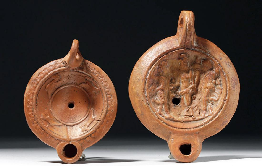 Pair of Early Roman Redware Lamps (1 of 8)