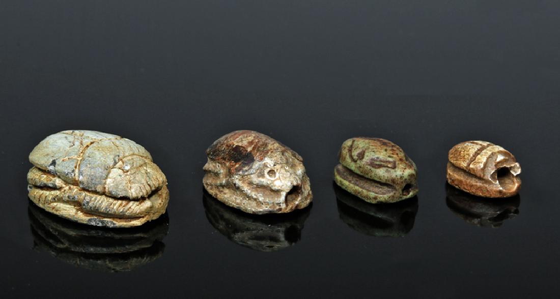 Four Ancient Egyptian Steatite Scarabs (1 of 2)