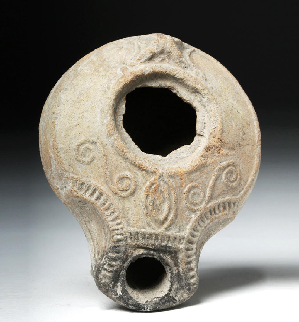 Roman Pottery Oil Lamp - Undulating Designs (1 of 6)