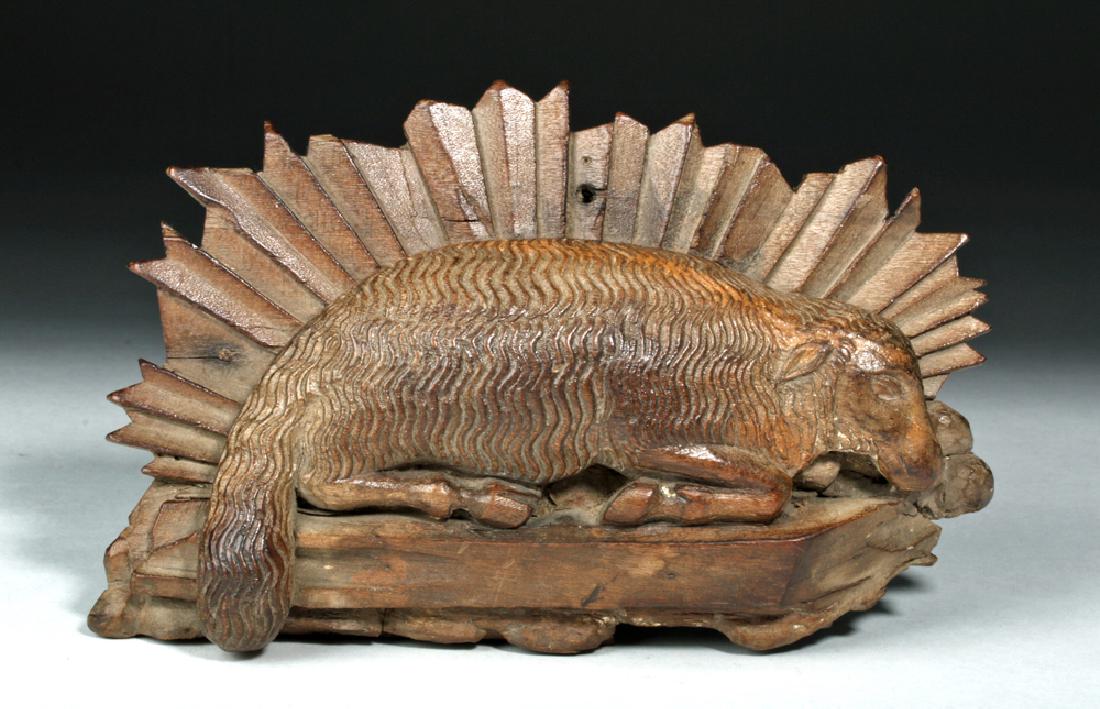18th C. Spanish Colonial Wooden Santo - Lamb (1 of 4)