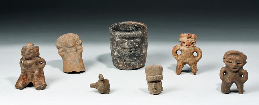 Lot of 7 Ancient Mayan Terracotta Objects (1 of 7)