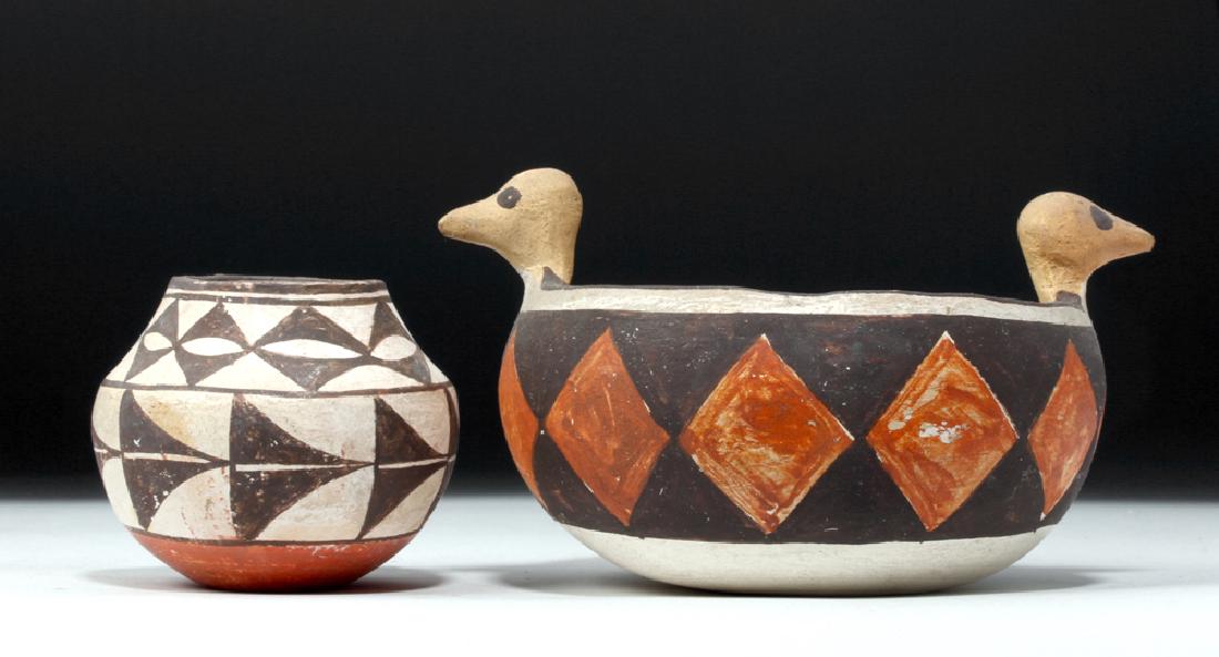 Mid 20th C. Acoma w/ Bird Heads + Cochiti Pottery Bowls (1 of 7)