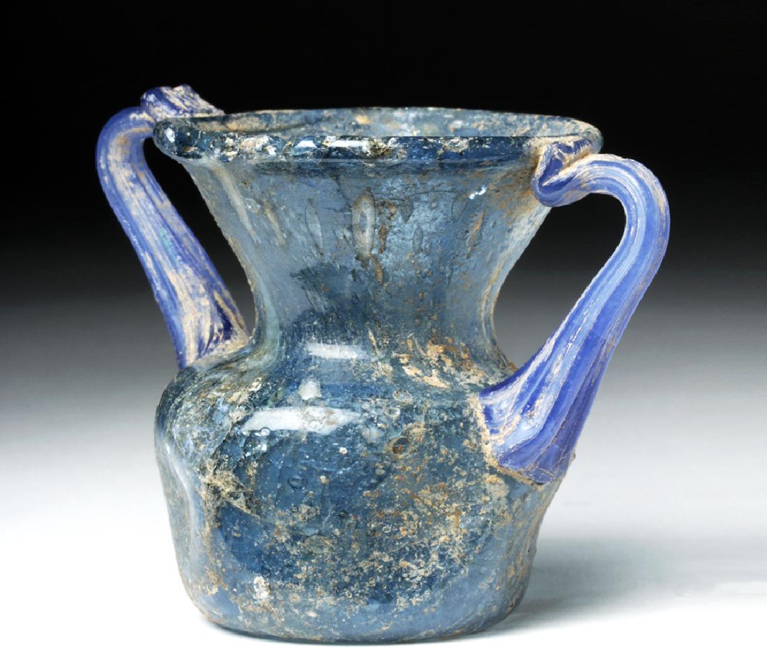 Roman Glass Twin-Handled Vessel - Gorgeous Blue! (1 of 6)