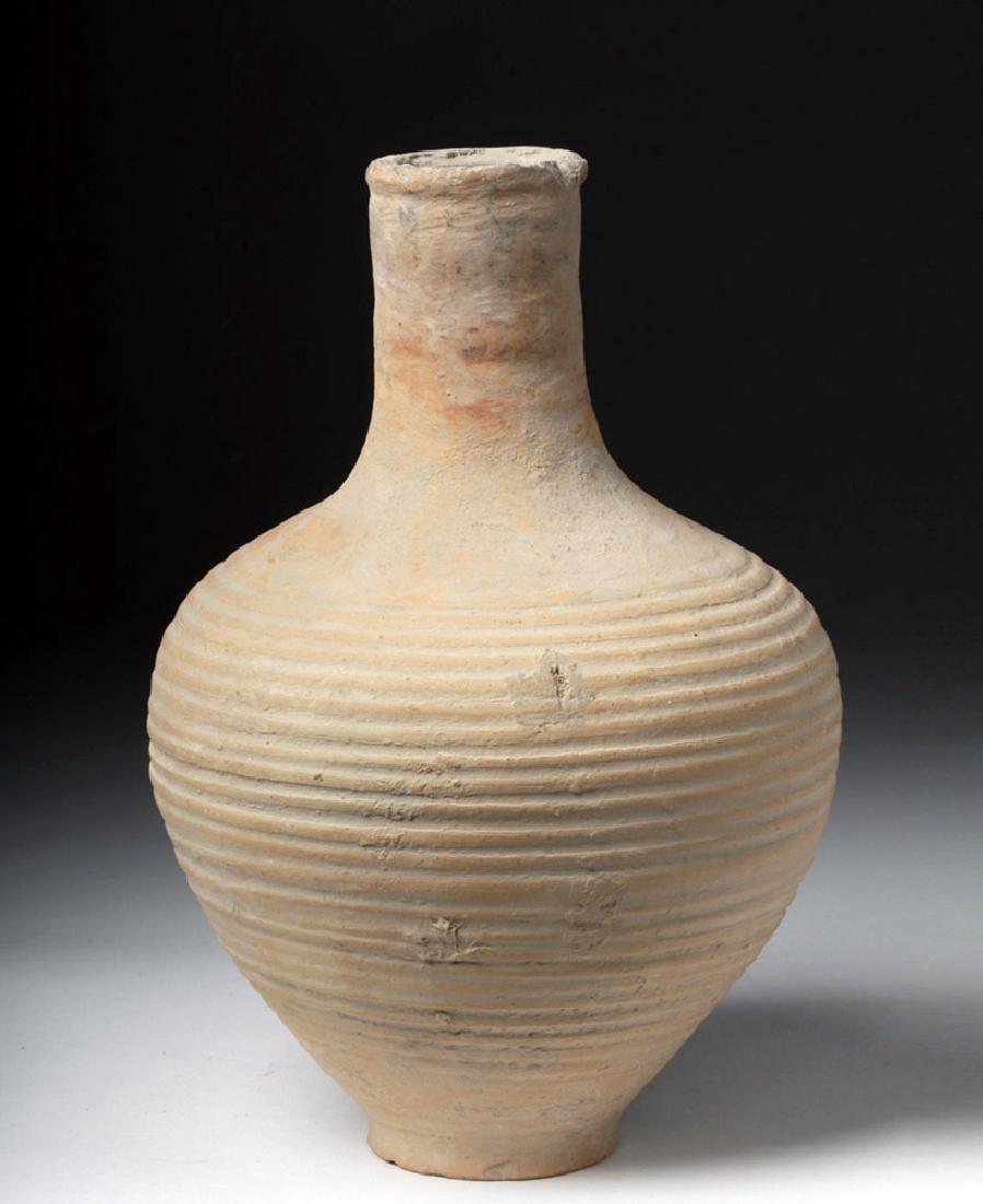 Tall Roman Terracotta Pottery Vessel - Ribbed Body (1 of 6)